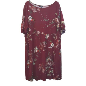 Tralilbee Burgundy Floral Print‎ Dress Sz 3X